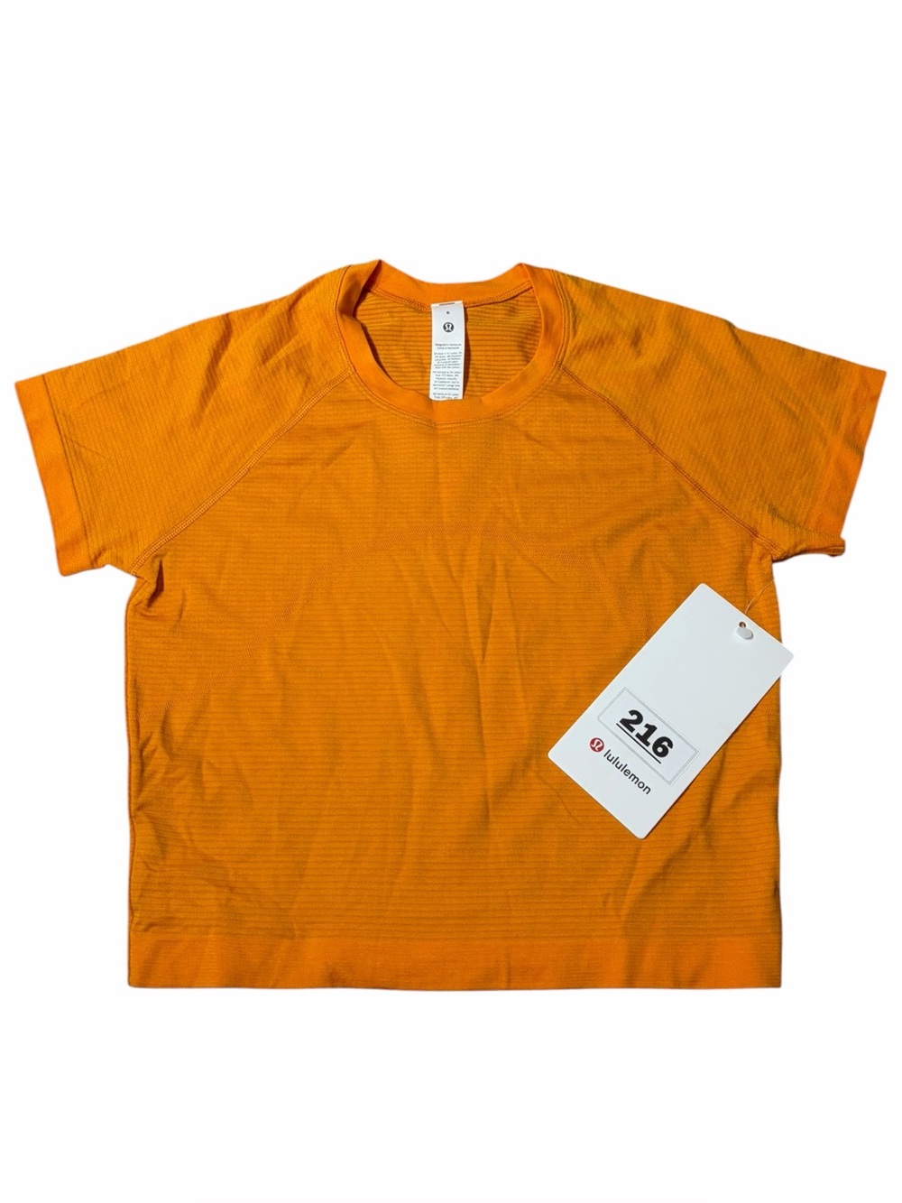 NWT Lululemon Swiftly Tech Cropped Short-Sleeve 2.0 (Citrus Sizzle) Size 6